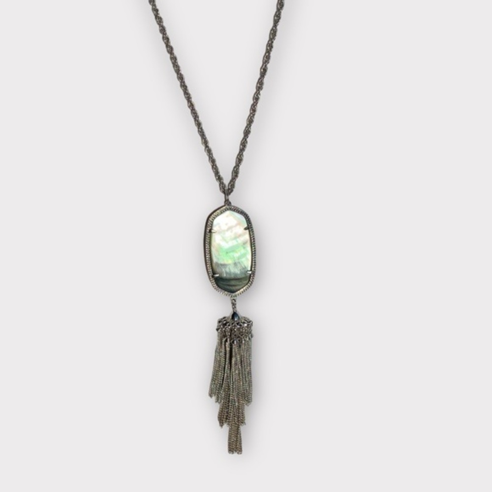 Kendra Scott Rayne Long Pendant Necklace in Dichroic Glass 30” Adjustable Chain